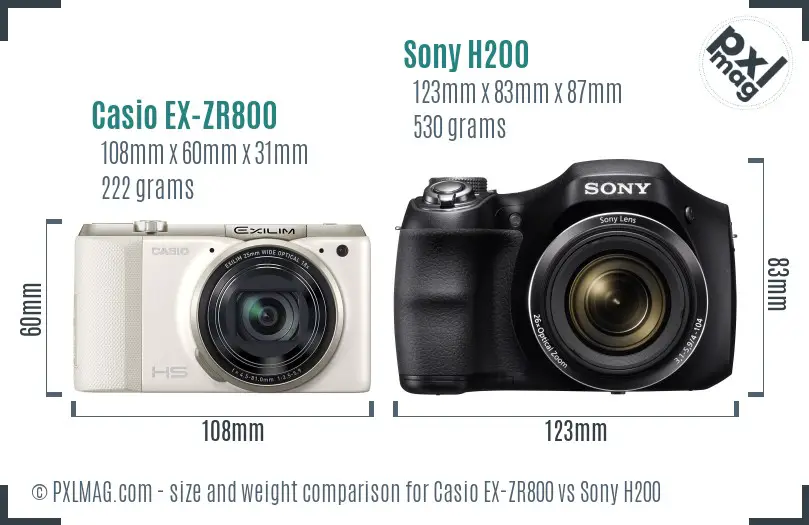 Casio EX-ZR800 vs Sony H200 size comparison Casio EX-ZR800 vs Sony H200 size comparison