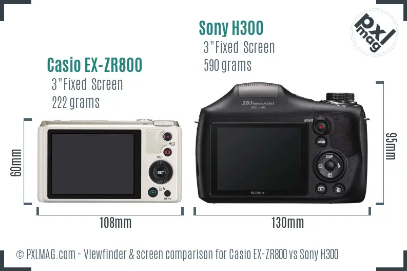 Casio EX-ZR800 vs Sony H300 Screen and Viewfinder comparison