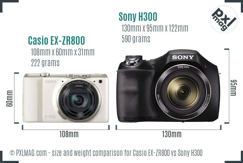 Casio EX-ZR800 vs Sony H300 size comparison