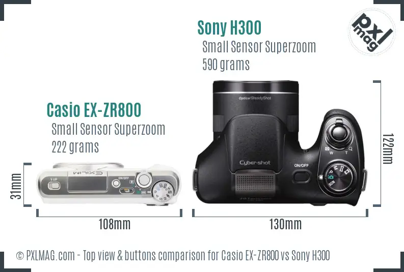 Casio EX-ZR800 vs Sony H300 top view buttons comparison