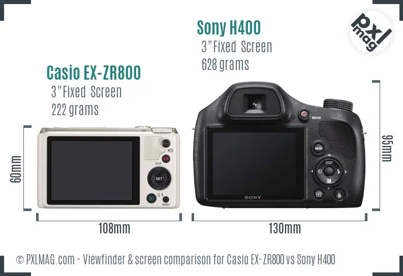 Casio EX-ZR800 vs Sony H400 Screen and Viewfinder comparison Casio EX-ZR800 vs Sony H400 Screen and Viewfinder comparison