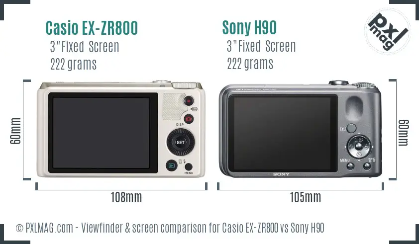 Casio EX-ZR800 vs Sony H90 Screen and Viewfinder comparison Casio EX-ZR800 vs Sony H90 Screen and Viewfinder comparison