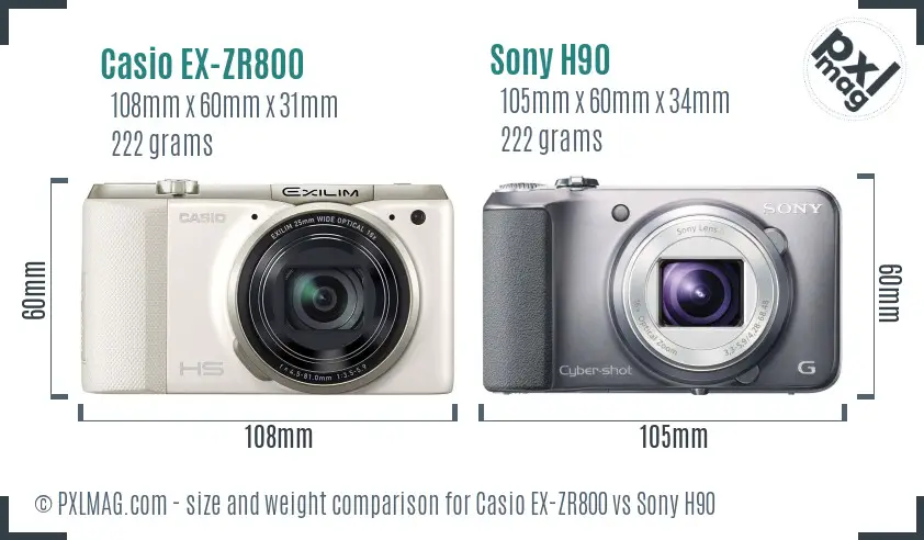 Casio EX-ZR800 vs Sony H90 size comparison Casio EX-ZR800 vs Sony H90 size comparison