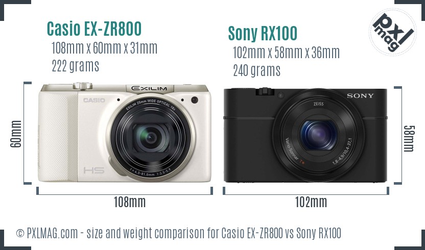 Casio EX-ZR800 vs Sony RX100 size comparison Casio EX-ZR800 vs Sony RX100 size comparison