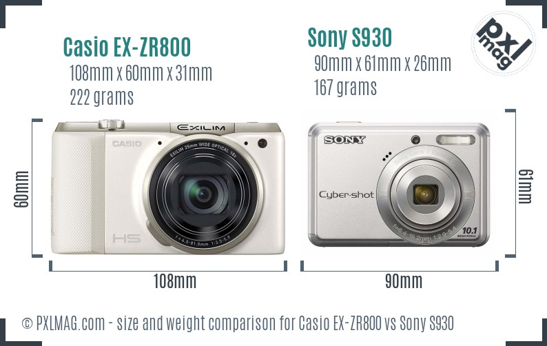 Casio EX-ZR800 vs Sony S930 size comparison