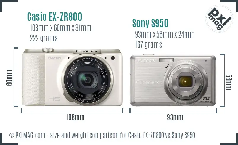Casio EX-ZR800 vs Sony S950 size comparison