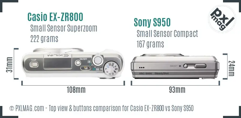 Casio EX-ZR800 vs Sony S950 top view buttons comparison