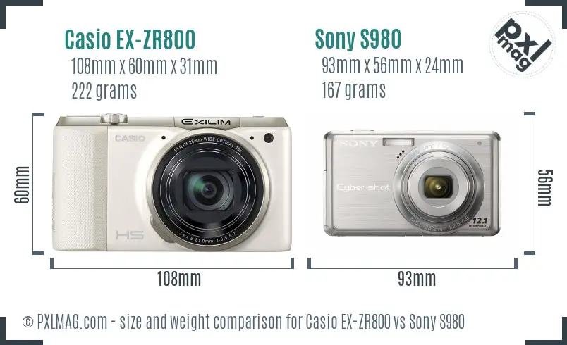 Casio EX-ZR800 vs Sony S980 size comparison