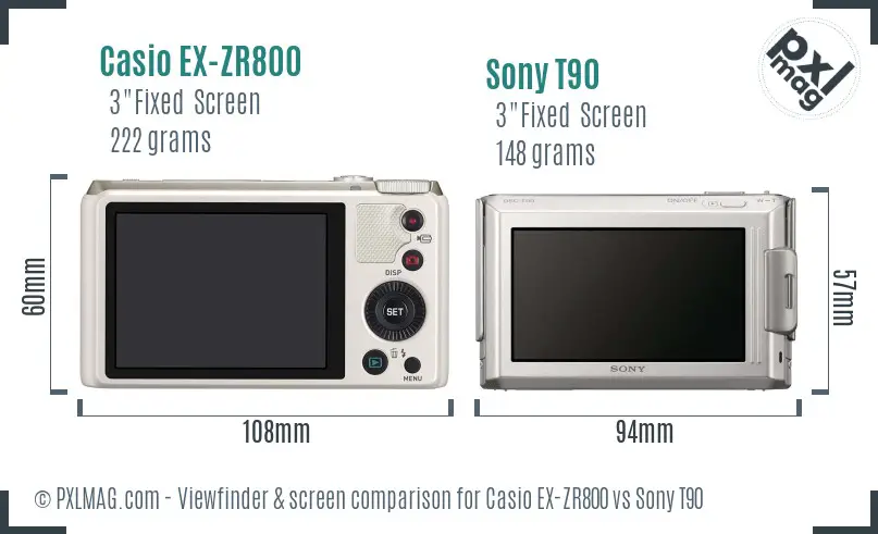 Casio EX-ZR800 vs Sony T90 Screen and Viewfinder comparison