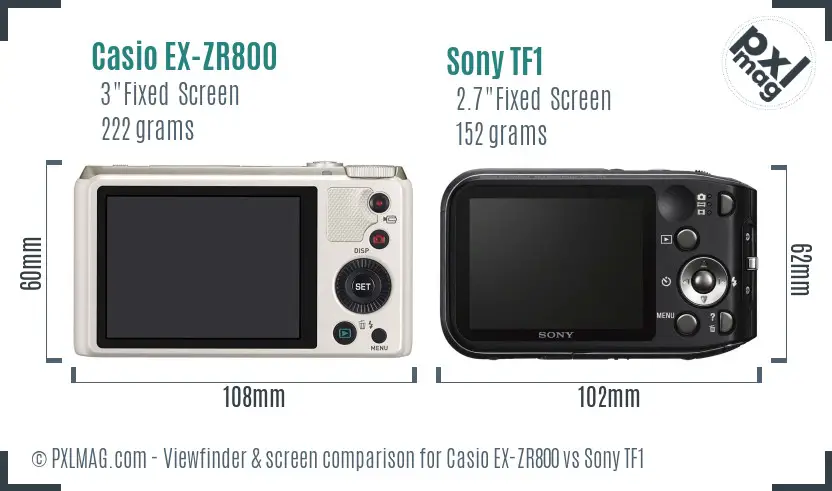 Casio EX-ZR800 vs Sony TF1 Screen and Viewfinder comparison