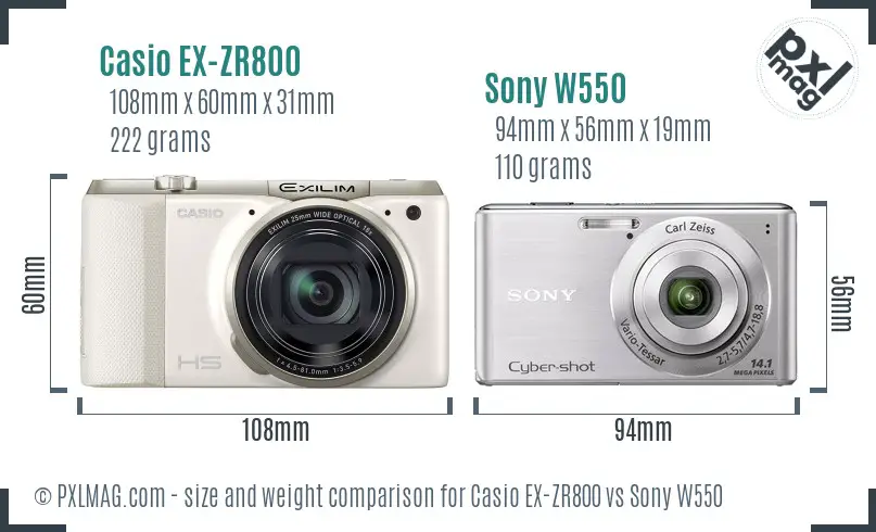 Casio EX-ZR800 vs Sony W550 size comparison Casio EX-ZR800 vs Sony W550 size comparison