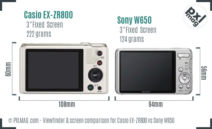 Casio EX-ZR800 vs Sony W650 Screen and Viewfinder comparison Casio EX-ZR800 vs Sony W650 Screen and Viewfinder comparison
