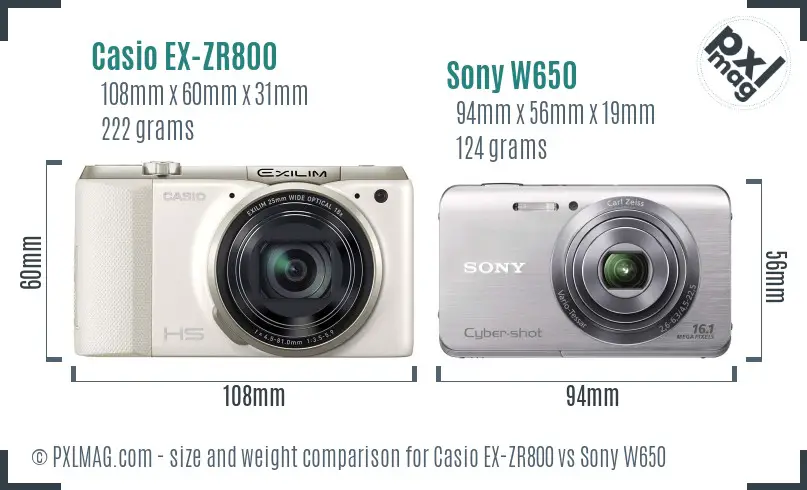 Casio EX-ZR800 vs Sony W650 size comparison Casio EX-ZR800 vs Sony W650 size comparison