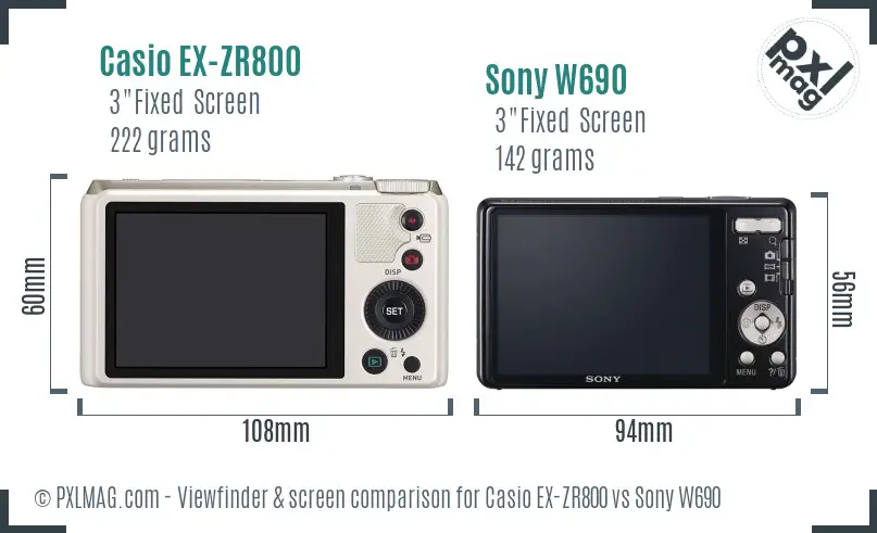 Casio EX-ZR800 vs Sony W690 Screen and Viewfinder comparison