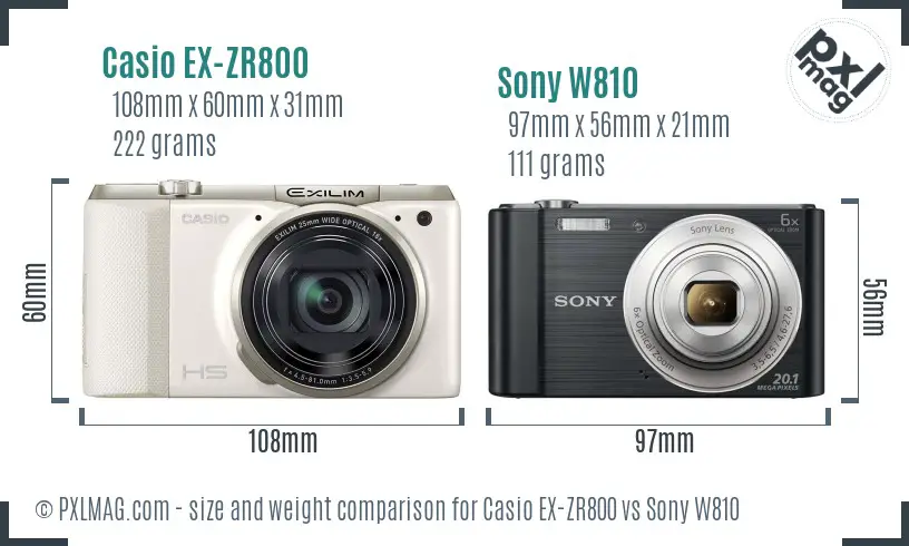 Casio EX-ZR800 vs Sony W810 size comparison Casio EX-ZR800 vs Sony W810 size comparison
