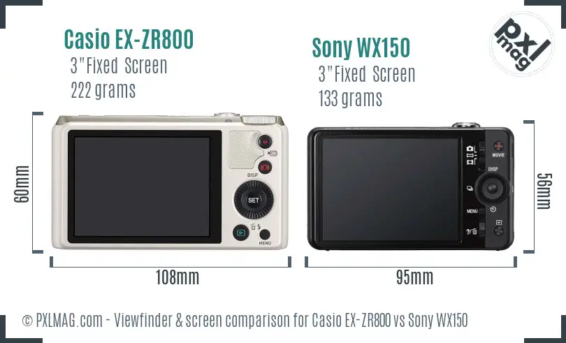 Casio EX-ZR800 vs Sony WX150 Screen and Viewfinder comparison Casio EX-ZR800 vs Sony WX150 Screen and Viewfinder comparison