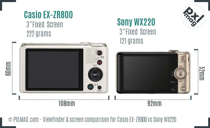 Casio EX-ZR800 vs Sony WX220 Screen and Viewfinder comparison Casio EX-ZR800 vs Sony WX220 Screen and Viewfinder comparison