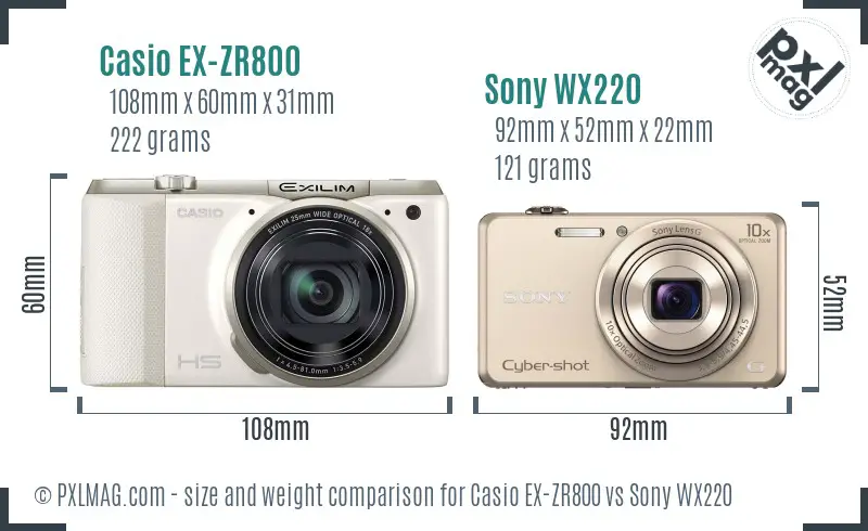 Casio EX-ZR800 vs Sony WX220 size comparison Casio EX-ZR800 vs Sony WX220 size comparison