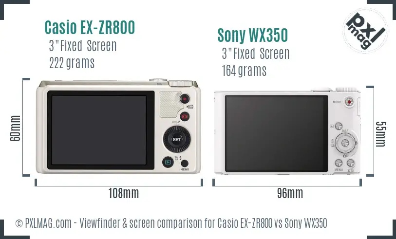 Casio EX-ZR800 vs Sony WX350 Screen and Viewfinder comparison