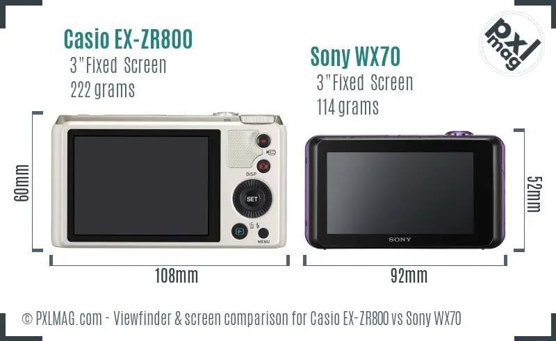 Casio EX-ZR800 vs Sony WX70 Screen and Viewfinder comparison Casio EX-ZR800 vs Sony WX70 Screen and Viewfinder comparison