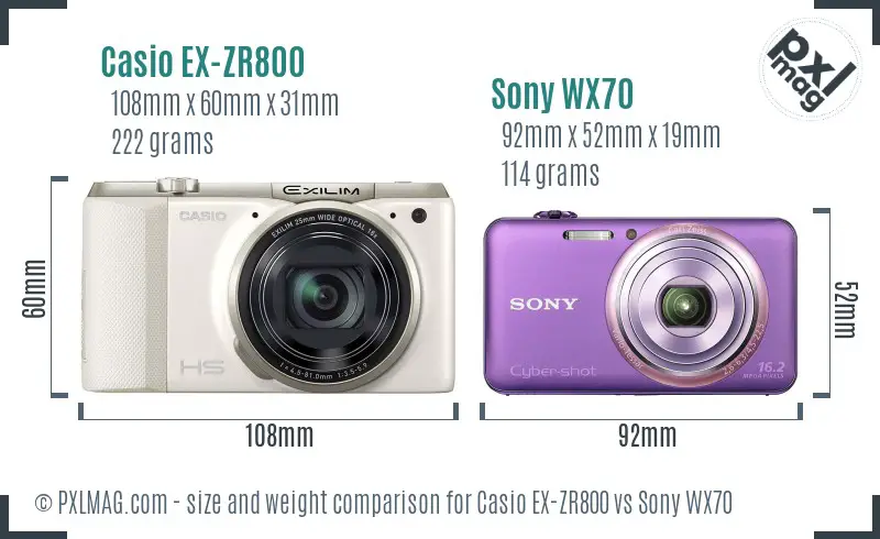 Casio EX-ZR800 vs Sony WX70 size comparison Casio EX-ZR800 vs Sony WX70 size comparison