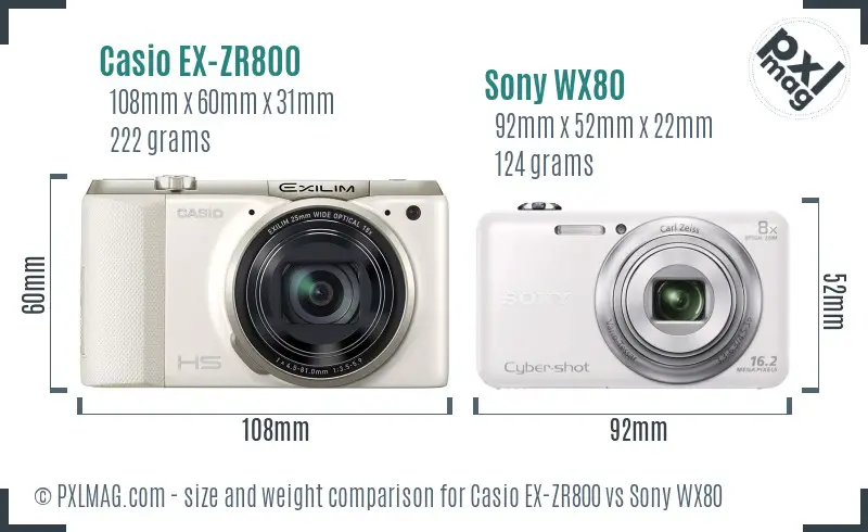Casio EX-ZR800 vs Sony WX80 size comparison