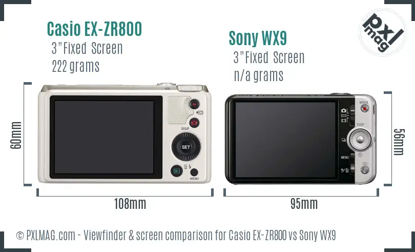 Casio EX-ZR800 vs Sony WX9 Screen and Viewfinder comparison