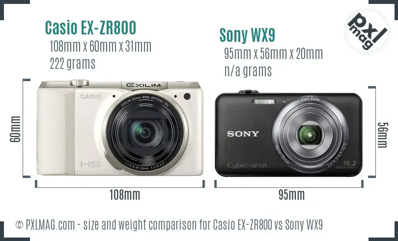 Casio EX-ZR800 vs Sony WX9 size comparison