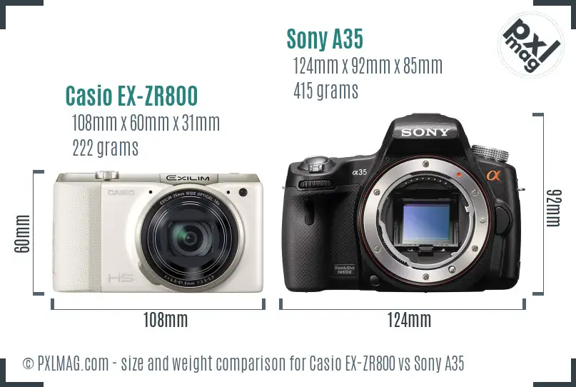 Casio EX-ZR800 vs Sony A35 size comparison Casio EX-ZR800 vs Sony A35 size comparison