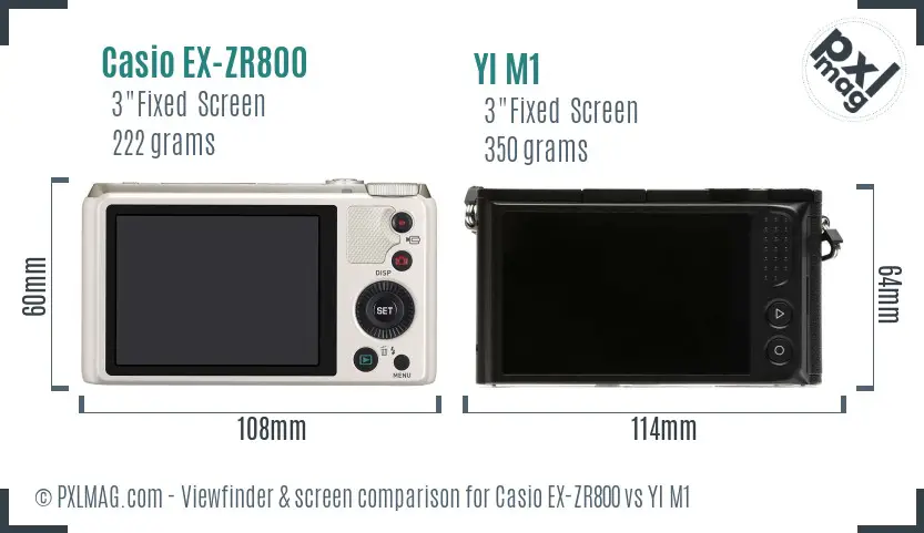 Casio EX-ZR800 vs YI M1 Screen and Viewfinder comparison
