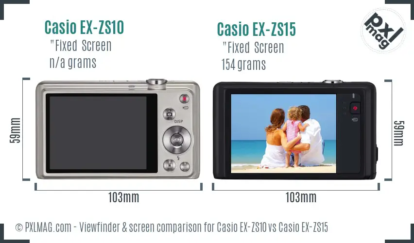 Casio EX-ZS10 vs Casio EX-ZS15 Screen and Viewfinder comparison