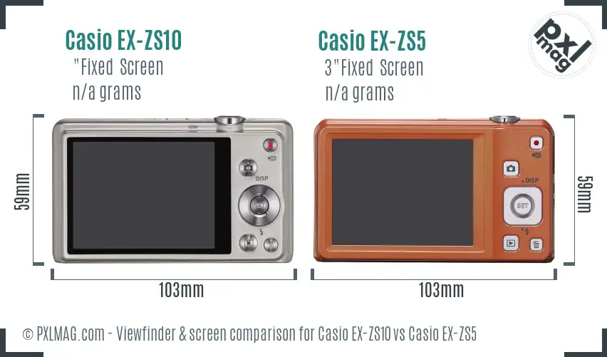 Casio EX-ZS10 vs Casio EX-ZS5 Screen and Viewfinder comparison