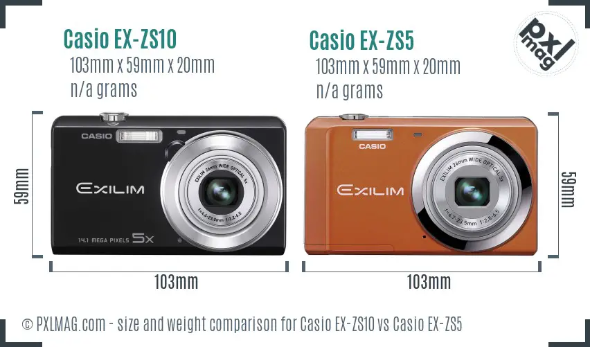 Casio EX-ZS10 vs Casio EX-ZS5 size comparison
