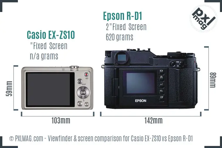 Casio EX-ZS10 vs Epson R-D1 Screen and Viewfinder comparison Casio EX-ZS10 vs Epson R-D1 Screen and Viewfinder comparison
