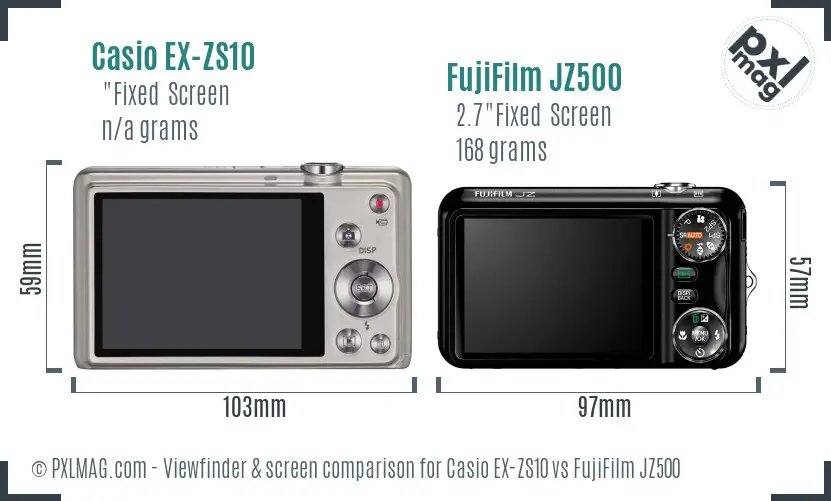 Casio EX-ZS10 vs FujiFilm JZ500 Screen and Viewfinder comparison
