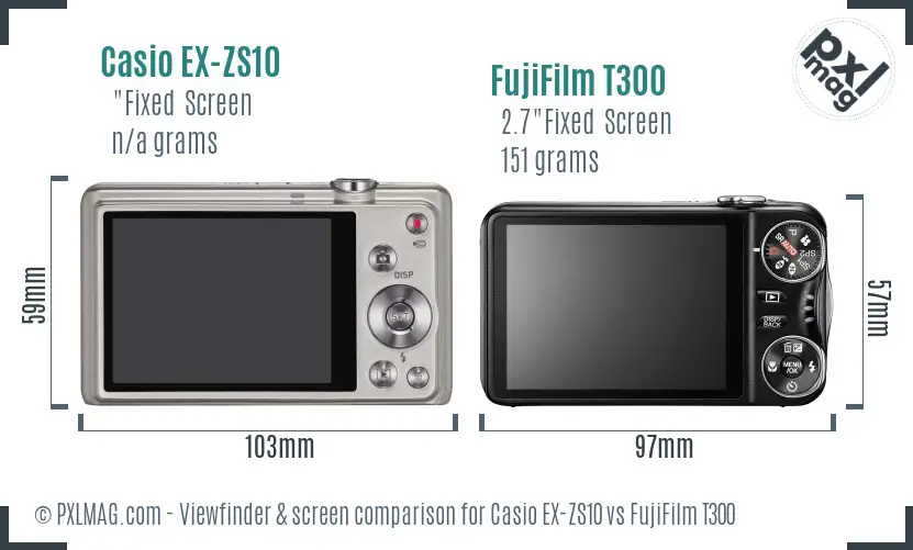 Casio EX-ZS10 vs FujiFilm T300 Screen and Viewfinder comparison Casio EX-ZS10 vs FujiFilm T300 Screen and Viewfinder comparison