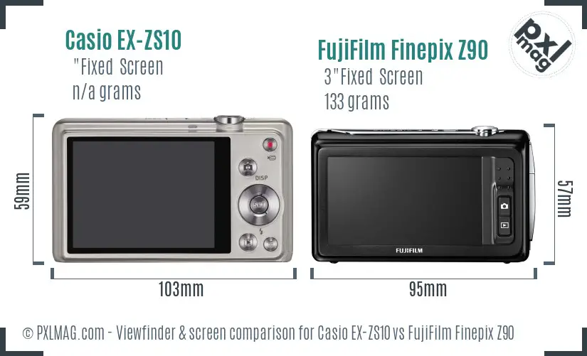 Casio EX-ZS10 vs FujiFilm Finepix Z90 Screen and Viewfinder comparison