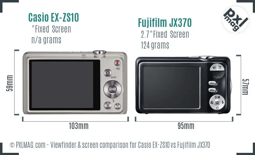 Casio EX-ZS10 vs Fujifilm JX370 Screen and Viewfinder comparison
