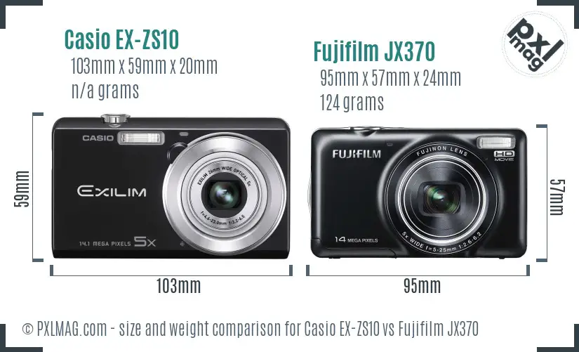 Casio EX-ZS10 vs Fujifilm JX370 size comparison