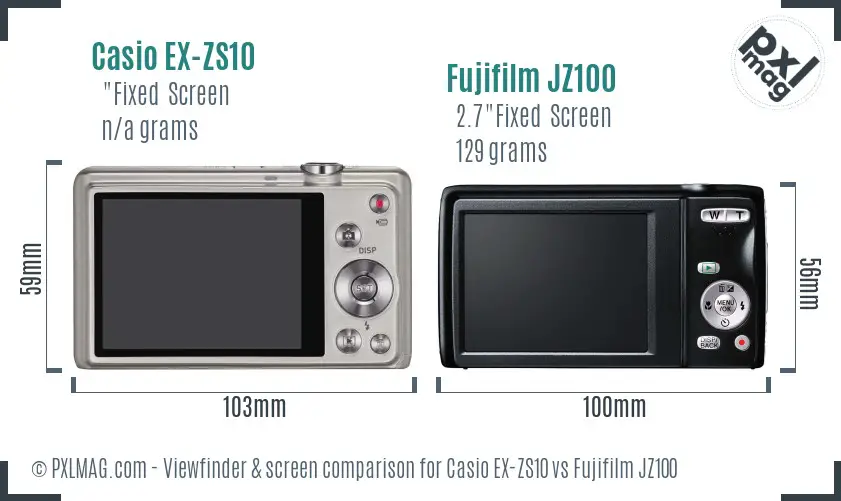 Casio EX-ZS10 vs Fujifilm JZ100 Screen and Viewfinder comparison