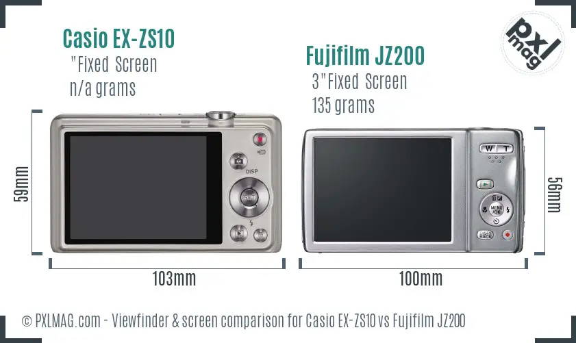 Casio EX-ZS10 vs Fujifilm JZ200 Screen and Viewfinder comparison