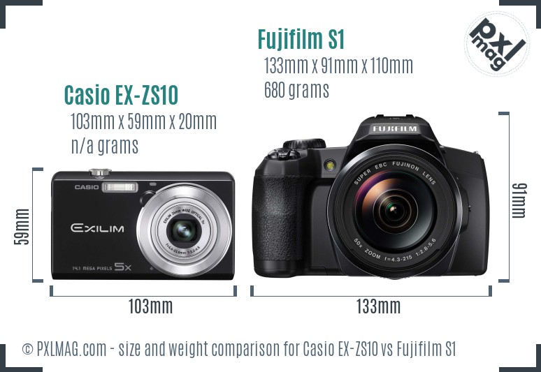 Casio EX-ZS10 vs Fujifilm S1 size comparison Casio EX-ZS10 vs Fujifilm S1 size comparison