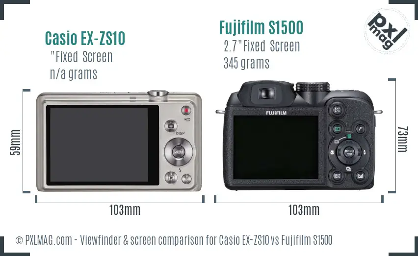 Casio EX-ZS10 vs Fujifilm S1500 Screen and Viewfinder comparison Casio EX-ZS10 vs Fujifilm S1500 Screen and Viewfinder comparison