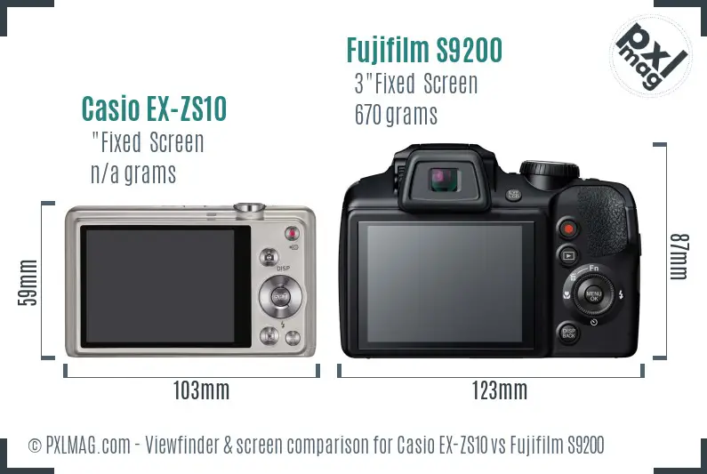 Casio EX-ZS10 vs Fujifilm S9200 Screen and Viewfinder comparison