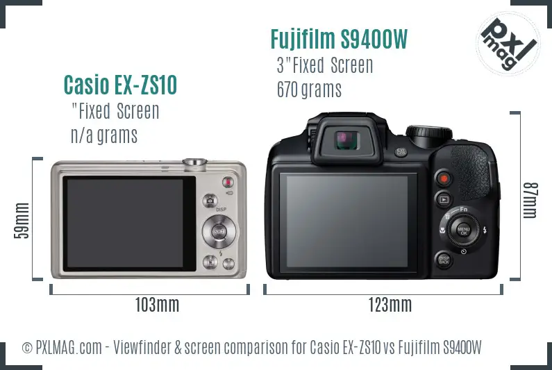 Casio EX-ZS10 vs Fujifilm S9400W Screen and Viewfinder comparison