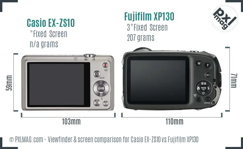 Casio EX-ZS10 vs Fujifilm XP130 Screen and Viewfinder comparison Casio EX-ZS10 vs Fujifilm XP130 Screen and Viewfinder comparison