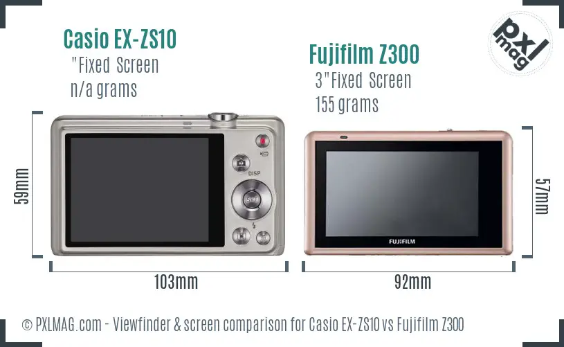 Casio EX-ZS10 vs Fujifilm Z300 Screen and Viewfinder comparison Casio EX-ZS10 vs Fujifilm Z300 Screen and Viewfinder comparison