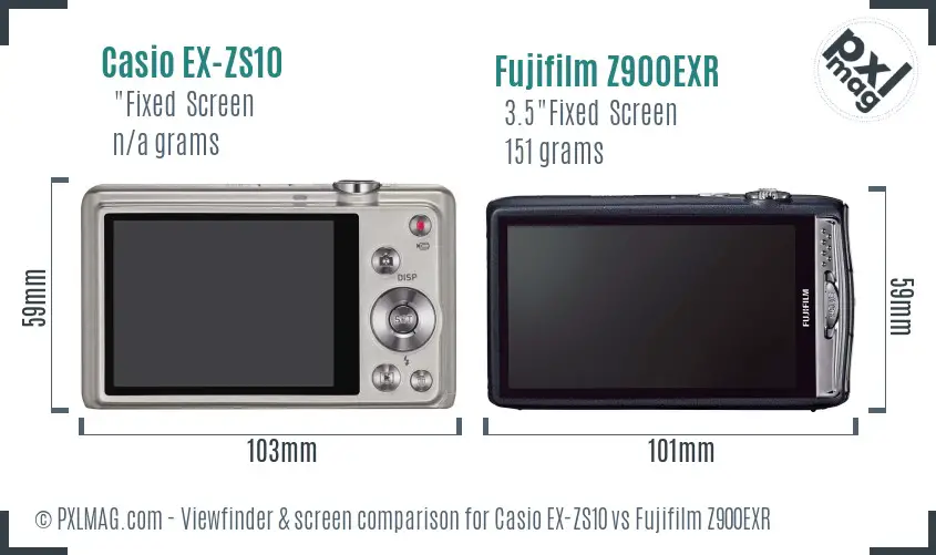 Casio EX-ZS10 vs Fujifilm Z900EXR Screen and Viewfinder comparison