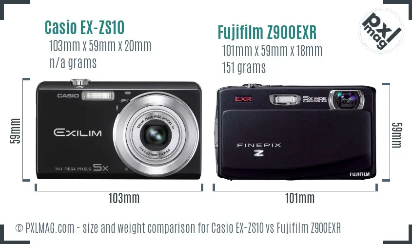 Casio EX-ZS10 vs Fujifilm Z900EXR size comparison