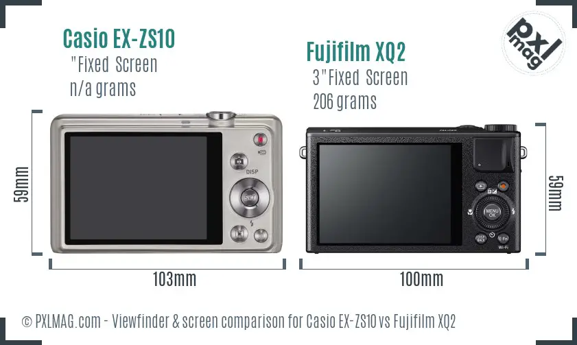 Casio EX-ZS10 vs Fujifilm XQ2 Screen and Viewfinder comparison